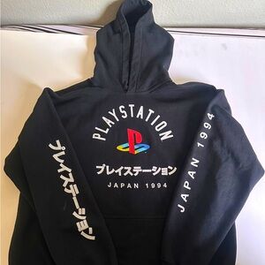 Playstation Hoodie Mens Large Black Pullover Sweatshirt Video Games Japan